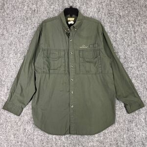 Saftbak Shirt Mens‎ Large Green Button Up Stretch Vented Ducks Unlimited Hunting